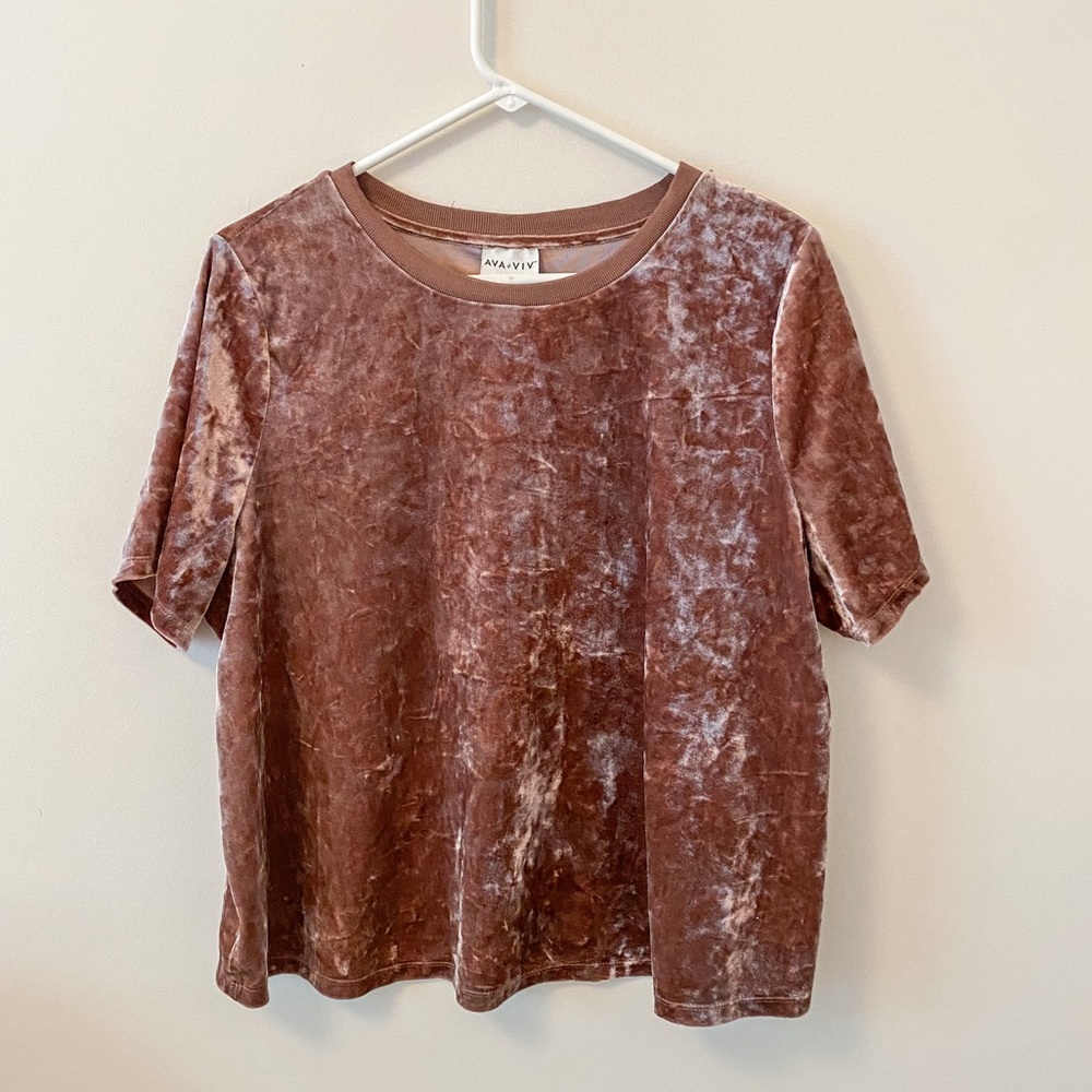 💖 Target Ava & Viv | Blush Pink Velvet Crop Blouse size 1X